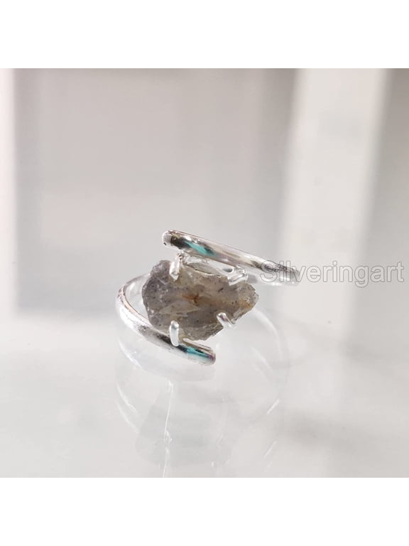 Natural Labradorite Ring, Rough Labra Gemstone Ring, Birthstone, Cross Prong Band, 925 Sterling Silver, Womens Ring, Christmas, Thanksgiving, Handmade, Statement Jewelry, Rough Gemstone Jewelry