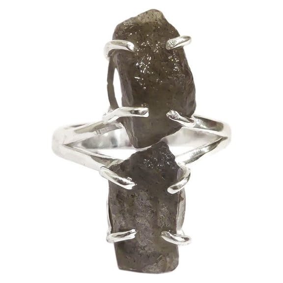 Natural Labradorite Ring, Rough Labra Gemstone Ring, Birthstone, Double Stone, 925 Sterling Silver, Womens Ring, Christmas, Thanksgiving, Handmade, Statement Jewelry, Rough Gemstone Jewelry