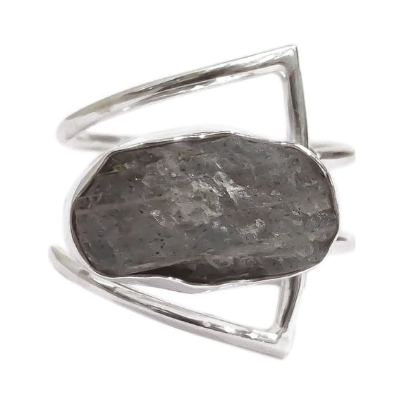 Natural Labradorite Ring, Rough Labra Gemstone Ring, Birthstone, Dual Band, 925 Sterling Silver, Womens Ring, Christmas, Thanksgiving, Handmade, Statement Jewelry, Rough Gemstone Jewelry