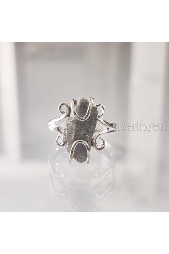 Natural Labradorite Ring, Rough Labra Gemstone Ring, Birthstone, Hippie Wire Ring, 925 Sterling Silver, Womens Ring, Christmas, Thanksgiving, Handmade, Statement Jewelry, Rough Gemstone Jewelry