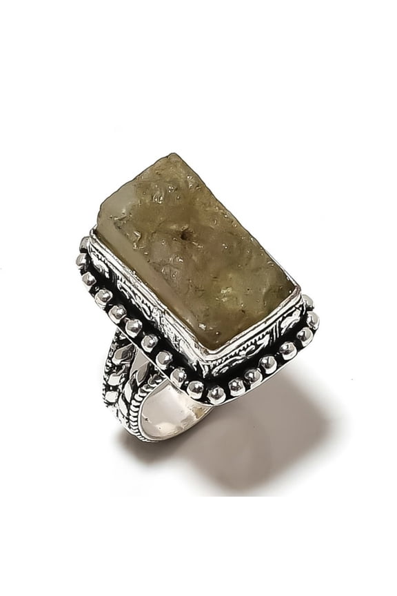 Natural Labradorite Rough Gemstone 925 Sterling Silver Gift Ring Size 7