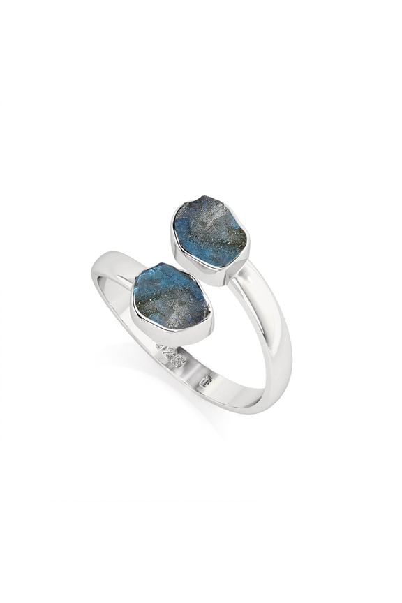 Natural Labradorite Rough Shape Rings in Sterling Silver for Women, November Birthstone Jewelry for Her Birthday, Wedding Anniversary, Christmas, Mothers Day