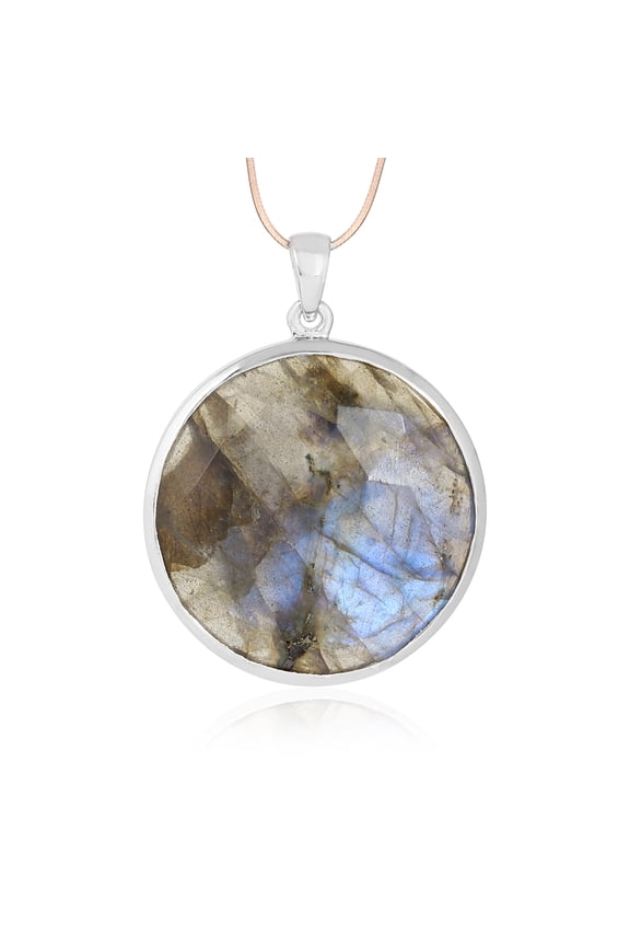 Natural Labradorite Pendant in 925 Sterling Silver for Men and Women Gifts