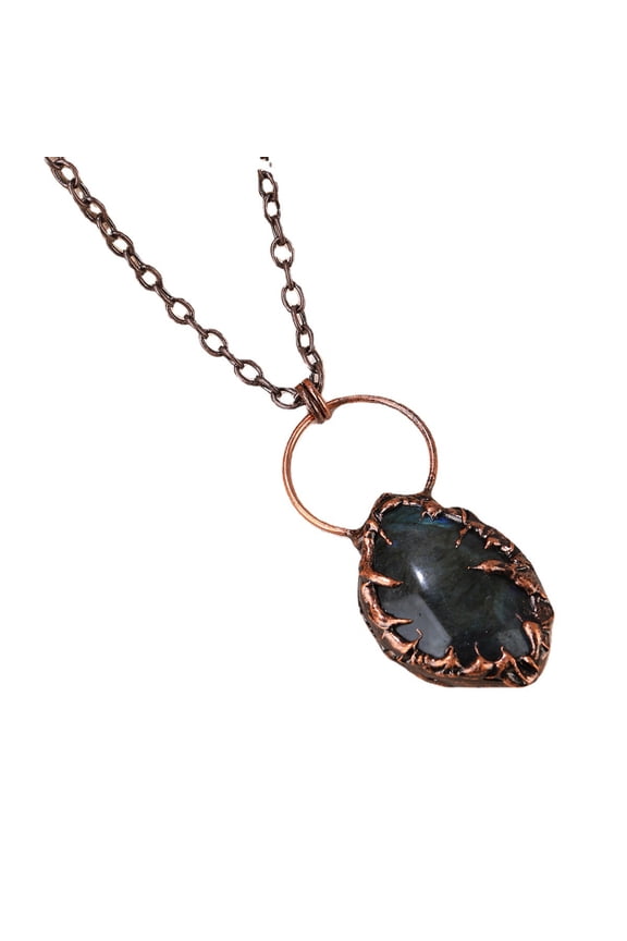 Natural Labradorite Tear Drop Pendant Raw Crystal Claw Setting Necklace for Women, Healing Boho Spiritual Jewelry