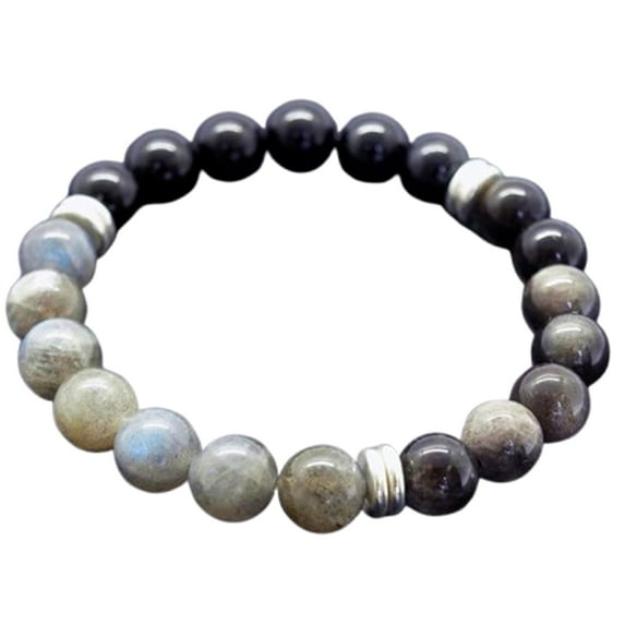 Natural Labradorite, Tourmaline & Obsidian 8mm Round Shape Smooth Cut ...