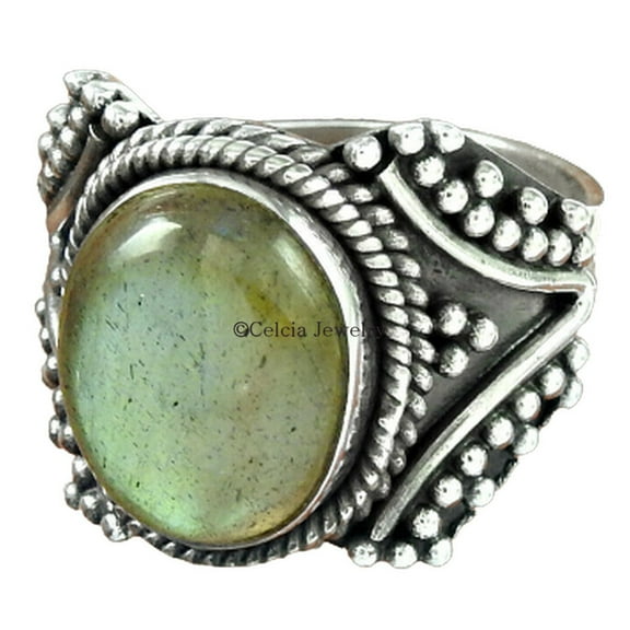 Natural Labradorite Unisex Handmade Jewelry, Solid 925 Sterling Silver Statement Ring, Promise Ring, Wedding Womens Band Ring, Mothers Day Gifts, June Birthstone, Silver Oxidized Ring Size 7