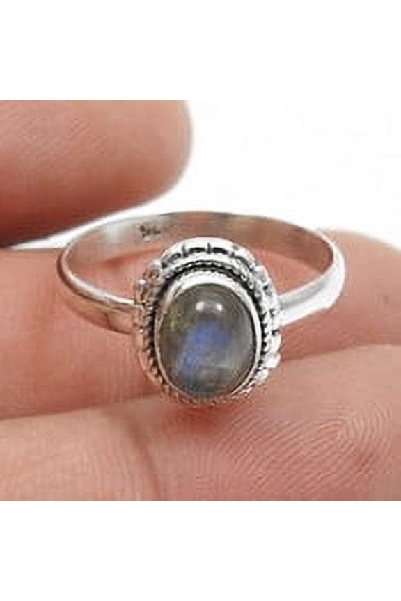 Natural Labradorite Wedding Cocktail Engagement Ring Jewelry Size 7 925 Silver