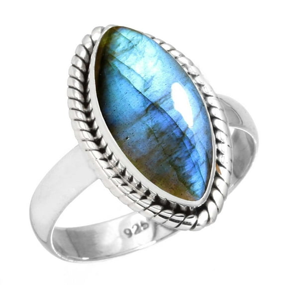 Natural Labradorite Women Jewelry 925 Sterling Silver Ring