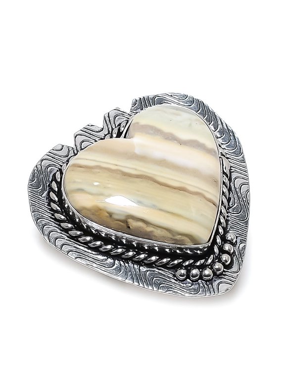 Natural Laguna Lace Agate 925 Sterling Silver Jewelry Ring Size 7.5