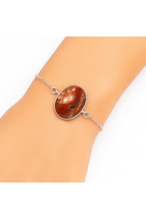 Natural Laguna Lace Agate - Mexican 925 Sterling Silver Bracelet Jewelry B-1023 SDB2796