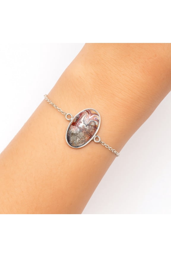 Natural Laguna Lace Agate - Mexican 925 Sterling Silver Bracelet Jewelry SDB2990