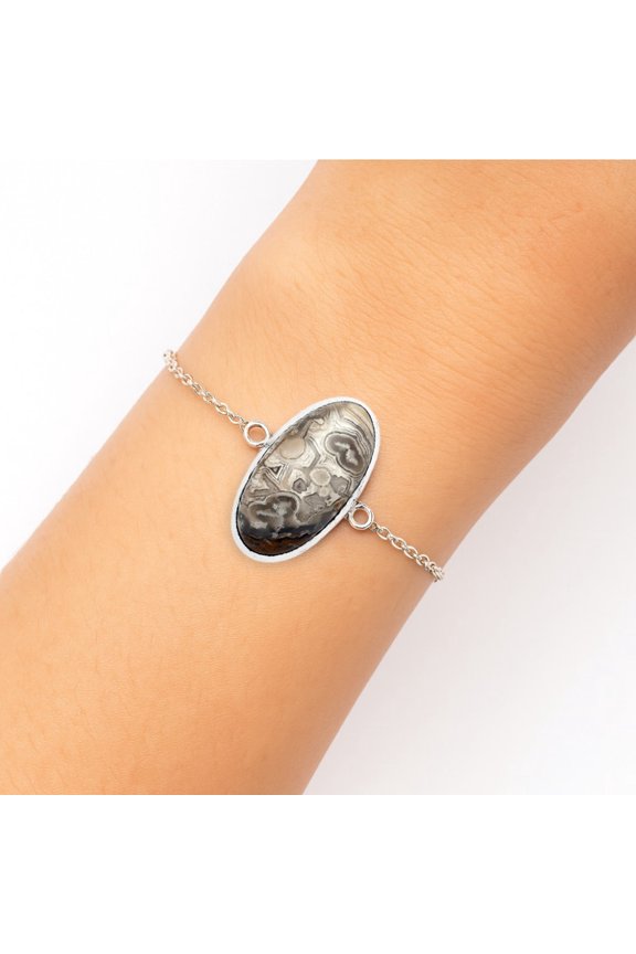 Natural Laguna Lace Agate - Mexican 925 Sterling Silver Bracelet Jewelry SDB3162