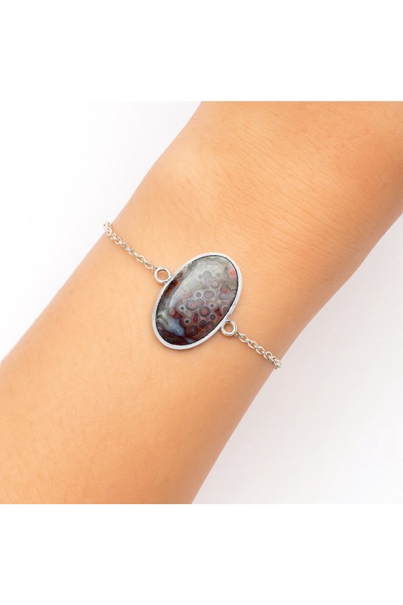 Natural Laguna Lace Agate - Mexican 925 Sterling Silver Bracelet Jewelry SDB3230