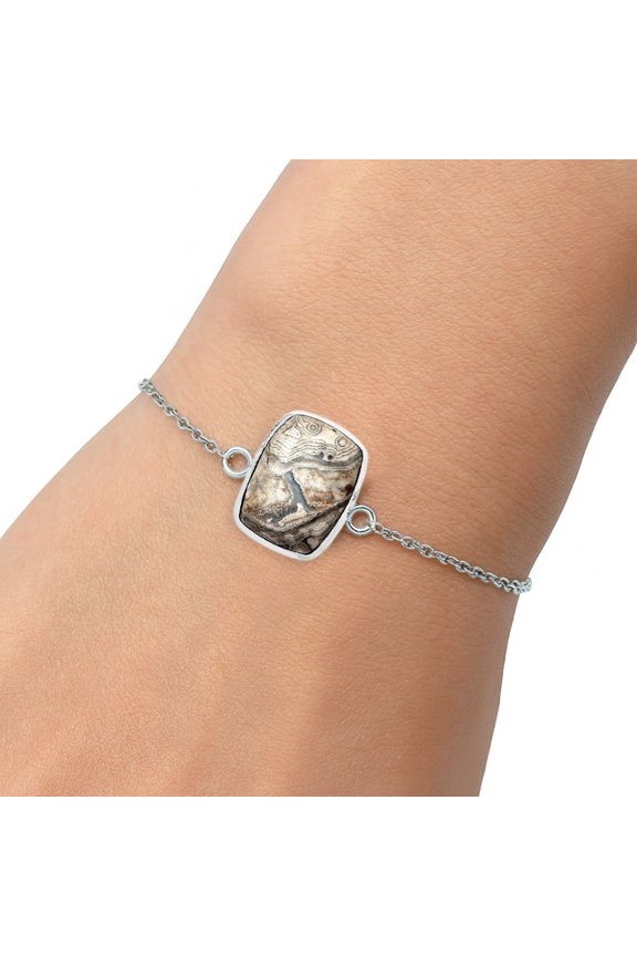 Natural Laguna Lace Agate - Mexican 925 Sterling Silver Bracelet Jewelry SDB3233