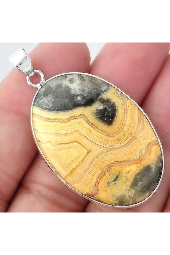 Natural Laguna Lace Agate - Mexican 925 Sterling Silver Pendant Jewelry P-1001 SDP156801