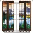 thumbnail image 1 of Natural Lake Blackout Curtains, Printed Window View at Sunrise, Bedroom Living Room Kitchen Rod Pocket Curtains84X84 Inch, 1 of 5