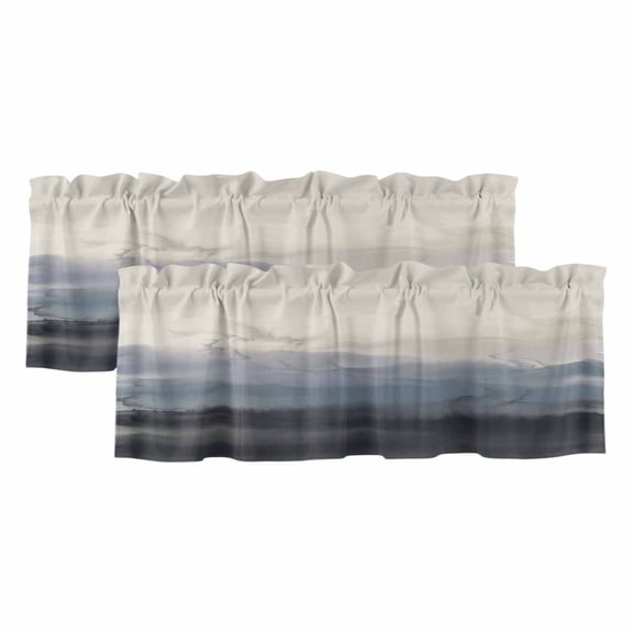 Natural Landscape 2 Panels Kitchen Valance, Pastoral Mountain Country Cloud Field Gradient Color Curtains Valances for Small Windows Rod Pocket Window Treatments for Living Room Bedroom 42"W x 12"L