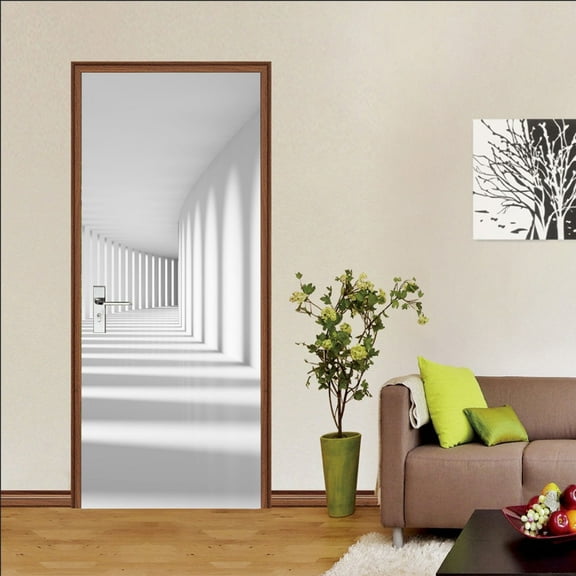 Natural Landscape Door Mural Decal PVC Waterproof Artwork Flower Printed Stickers For Door Modern Li
