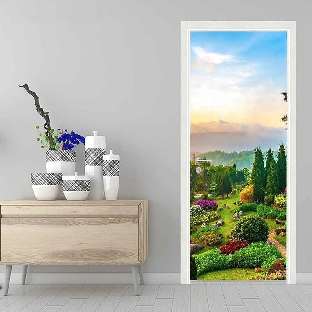 Natural Landscape Door Sticker Snow Mountain Glacier Door Decals Self ...