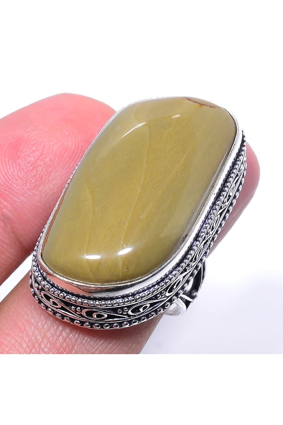 Natural Landscape Jasper 925 Sterling Silver Fine Art Ring Size 8|Handmade Ring, Gift for her, Green Ring, Gemstone Silver Jewelry