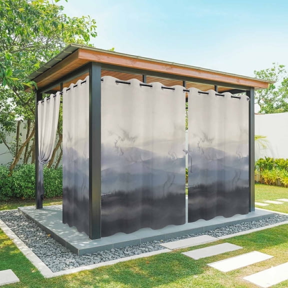 Natural Landscape Outdoor Curtains for Patio, Pastoral Mountain Country Cloud Field Gradient Color Waterproof Outside Curtains Privacy Blackout Curtain for Porch Pergola Cabana, 1 Panel 54Wx108L Inch