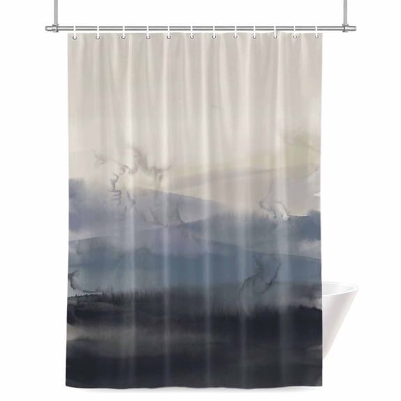 Natural Landscape Shower Curtains for Bathroom, Pastoral Mountain Country Cloud Field Gradient Color Waterproof Fabric Shower Curtain for Bathroom Bathtub Decoration, Machine Washable 60"x72"