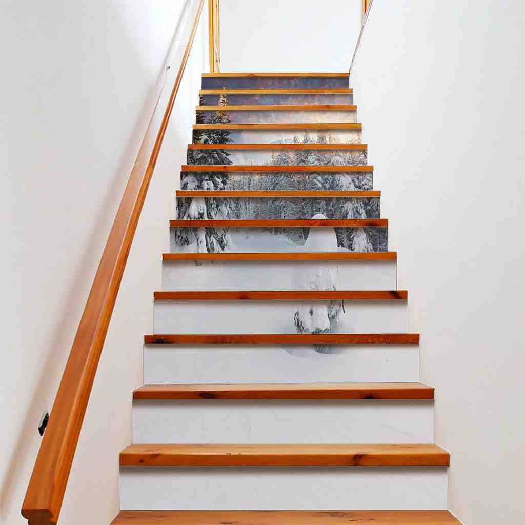 Natural Landscape Stair Stickers Mount Fuji Cherry Blossoms Staircase Murals Beautiful Scenery