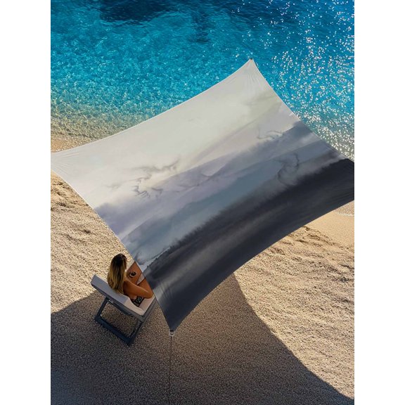 Natural Landscape Sun Shade Sail 6.5' x 10', Pastoral Mountain Country Cloud Field Gradient Color Rectangle Outdoor Sunshade Canopy, Waterproof UV Block Patio Covers for Garden Yard Beach