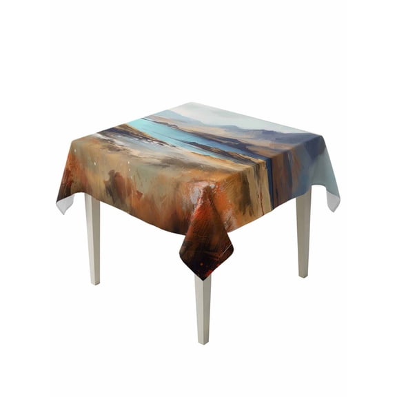 Natural Landscape Table Cloth 54x54 Inch Square, Mountain Cloud and River Waterproof Tablecloth Washable Table Cover for Party Picnic Dinner Decor