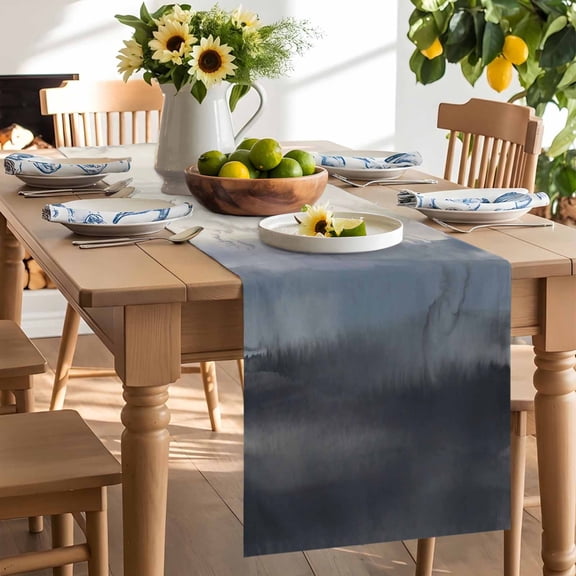 Natural Landscape Table Runner, Pastoral Mountain Country Cloud Field Gradient Color Washable Kitchen Table Runners Dress Scarves for Dining Table Decorations Party/Restaurant, 13x36in
