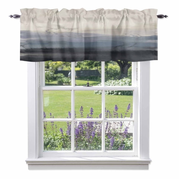 Natural Landscape Valance Curtain Pastoral Mountain Country Cloud Field Gradient Color Window Valances Rod Pocket Short Curtains Window Treatments for Kitchen Bedroom Bathroom Laundry 42" x 12"