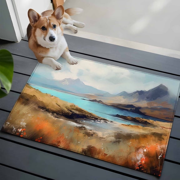 Natural Landscape Washable Area Rug 2x3 Mountain Cloud and River Low-Profile Area Rugs with Non Slip Backing Indoor Floor Carpet for Entrance Living Room Bedroom Home Office