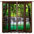 thumbnail image 1 of Natural Landscape Window Curtains, Spring Forest Waterfall Nature Scenery Print Bedroom Living Room Kitchen Window Treatments Drapes 53"W x 84"L (Pack of 2), 1 of 6