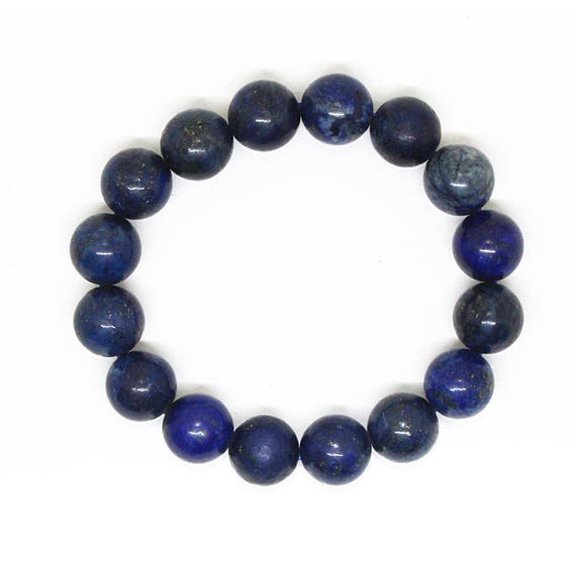Natural Lapis Lazuli 12mm Round Shape Smooth Cut Beads Stretchable Bracelet for Men & Women.