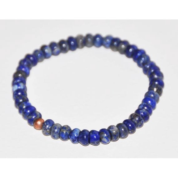 Natural Lapis Lazuli 6mm Rondelle Shape Smooth Cut Beads Stretchable Bracelet for Men & Women.