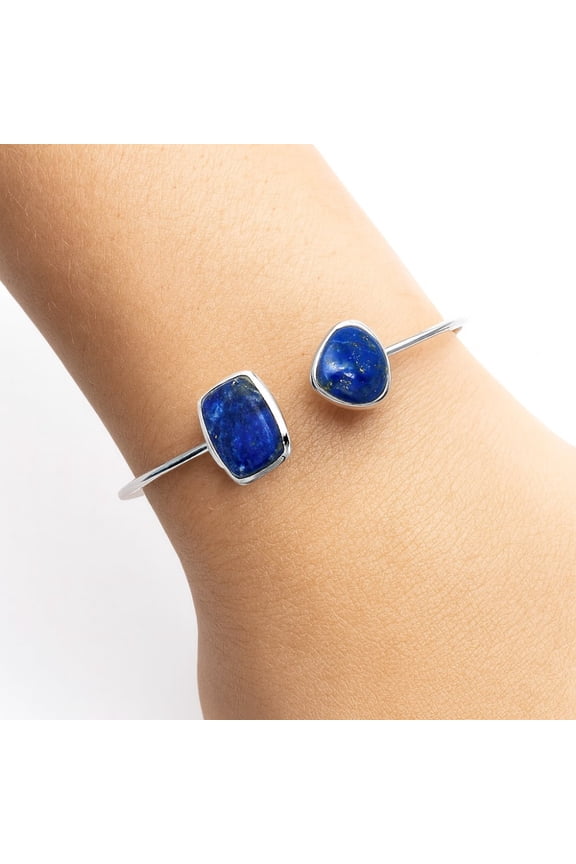 Natural Lapis Lazuli 925 Sterling Silver Cuff Bangle Bracelet Jewelry B-1004 SDB5086