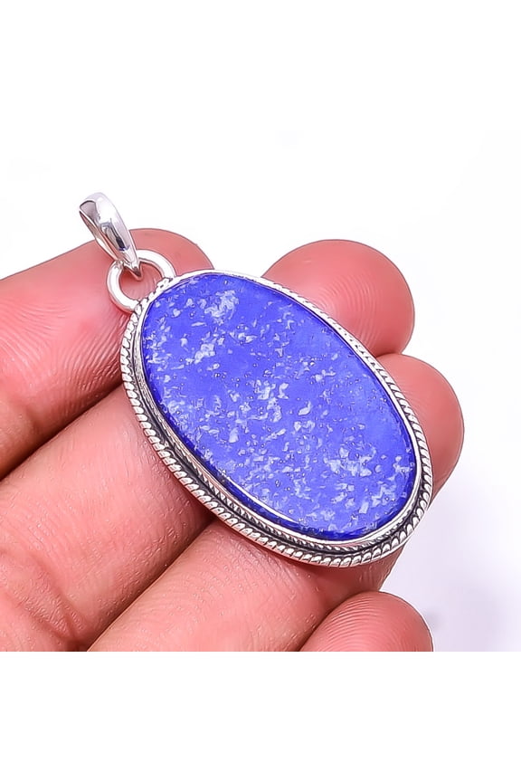 Natural Lapis Lazuli 925 Sterling Silver Pendant 1.95" P25, Christmas Gift