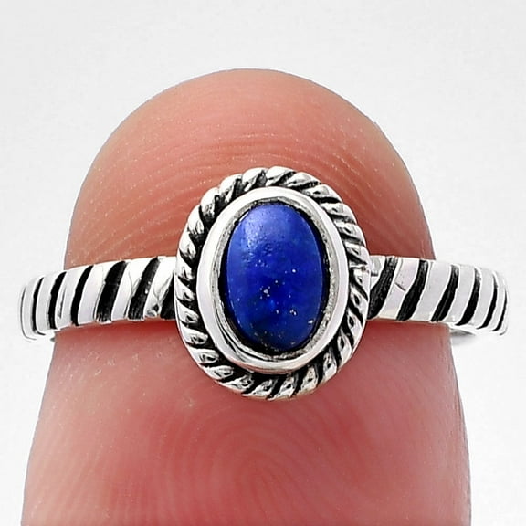 Natural Lapis Lazuli 925 Sterling Silver Ring (Size 7) - Desiregem