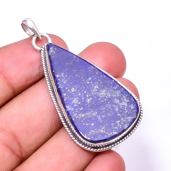 Natural Lapis Lazuli -Afghanistan 925 Sterling Silver Pendant 2.15", Blue Lapis Lazuli Pendant P_8028_325_35