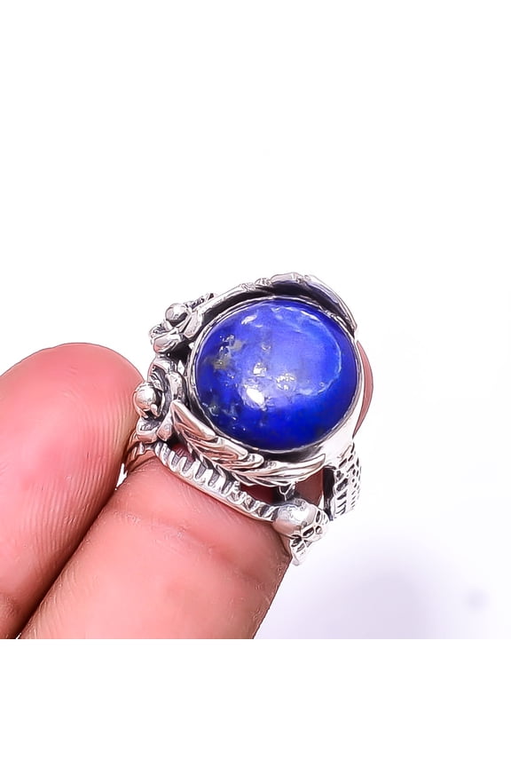 Natural Lapis Lazuli -Afghanistan 925 Sterling Silver Ring s.6, Blue Lapis Lazuli Ring R_8064_304_7