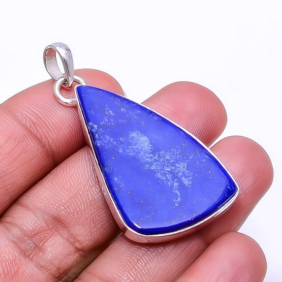 Natural Lapis Lazuli -Afghanistan 925 Sterling Silver Pendant 1.87", Blue Lapis Lazuli Pendant P_7993_319_34