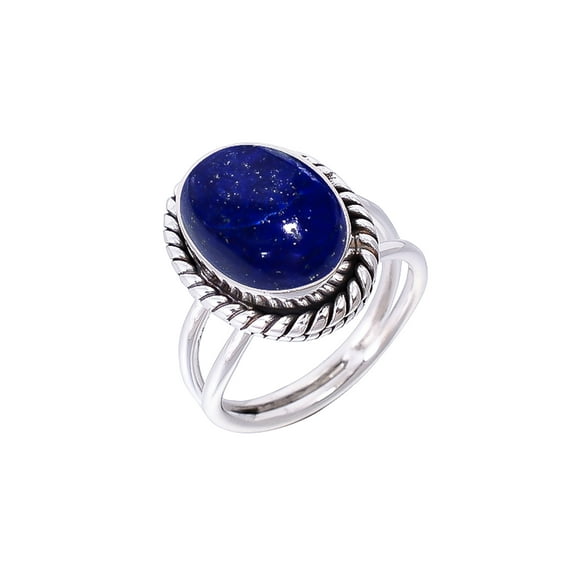 Natural Lapis Lazuli - Afghanistan 925 Sterling Silver Ring, Adjustable Ring, Silver Jewelry Ring, Blue Ring, Oval Ring, Dainty Ring, Handmade Ring, G