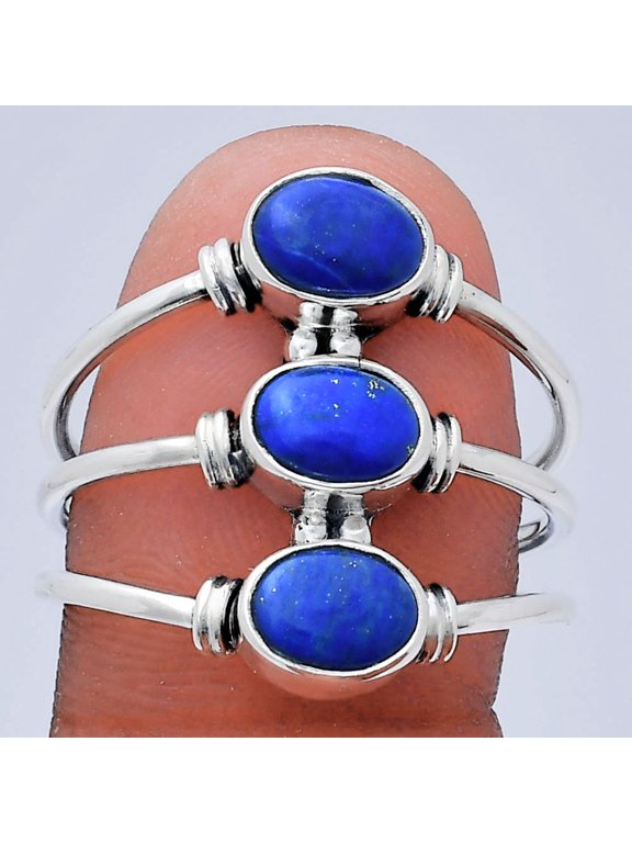 Natural Lapis Lazuli - Afghanistan 925 Sterling Silver Ring s.8 Jewelry R-1566 AGR1011_G_8
