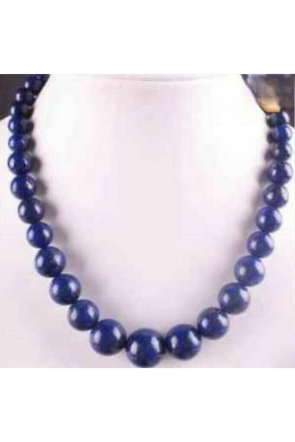 Natural Lapis Lazuli Beads Necklace 6-14mm Blue Round Gemstone Jewelry 18 Inch Handmade Crafting Mixed Size