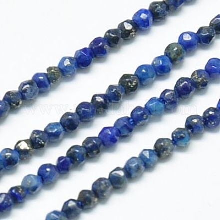 Natural Lazuli Beads Strands Faceted Round Midnight Blue 2mm Hole: 0.5mm