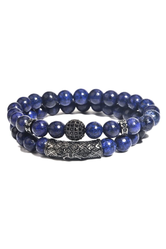 Natural Lapis Lazuli Bracelet, Handmade Beaded 8 MM Beads,Adjustable Stretch Bracelet,Chakra Bracelet,Blue Healing Crystal,Aquamarine Bracelet,Men's and Women's Gifts