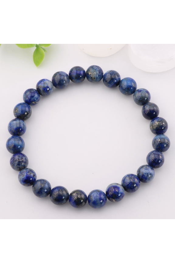 Natural Lapis Lazuli Bracelet - Metal Free, 8mm - Luxurious Blue Gemstone | Stone Beads Bracelet | Focus on Heart Chakra | Stunning Gem Patterns Tones | Elevate your accessory collection wi