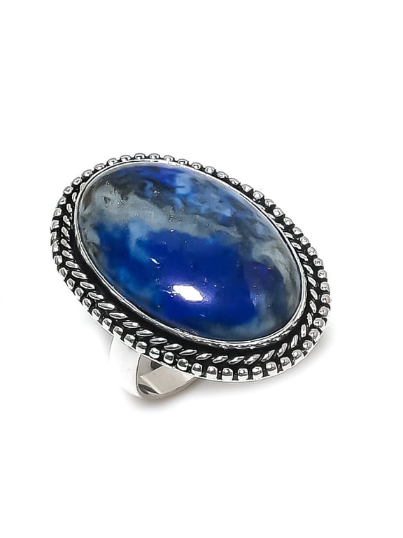 Natural Lapis Lazuli Gemstone 925 Sterling Silver Jewelry Ring Size 7