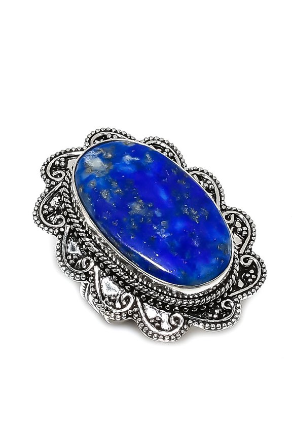 Natural Lapis Lazuli Gemstone 925 Sterling Silver Jewelry Ring Size 8.5