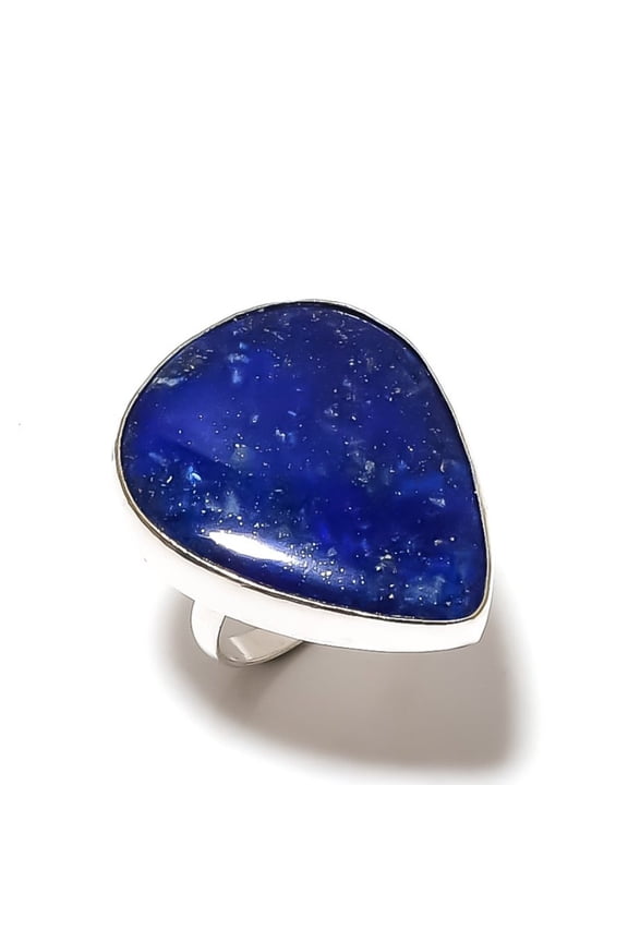 Natural Lapis Lazuli Gemstone Handmade 925 Sterling Silver Ring Size 6